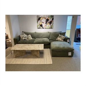 OUTLET - Top-Line Lazy flydersofa INKL. puf - Grøn Wave fløjl stof - Mål: 320 x 113 cm.